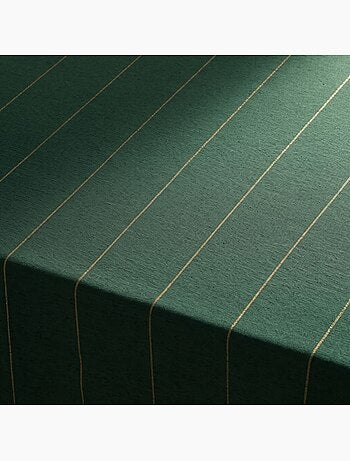 Toalha de mesa de natal em algodão às riscas com fio lurex em relevo - gamusi.