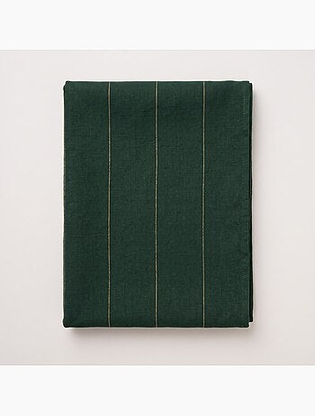 Toalha de mesa de natal em algodão às riscas com fio lurex em relevo - gamusi.
