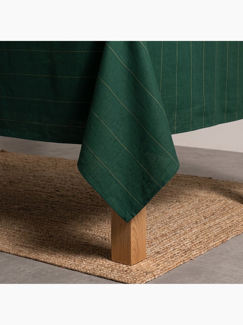 Toalha de mesa de natal em algodão às riscas com fio lurex em relevo - gamusi. Verde - Kiabi