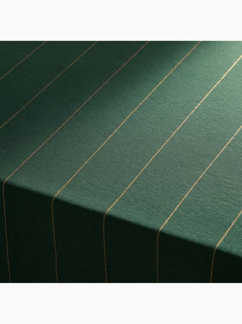 Toalha de mesa de natal em algodão às riscas com fio lurex em relevo - gamusi. Verde - Kiabi