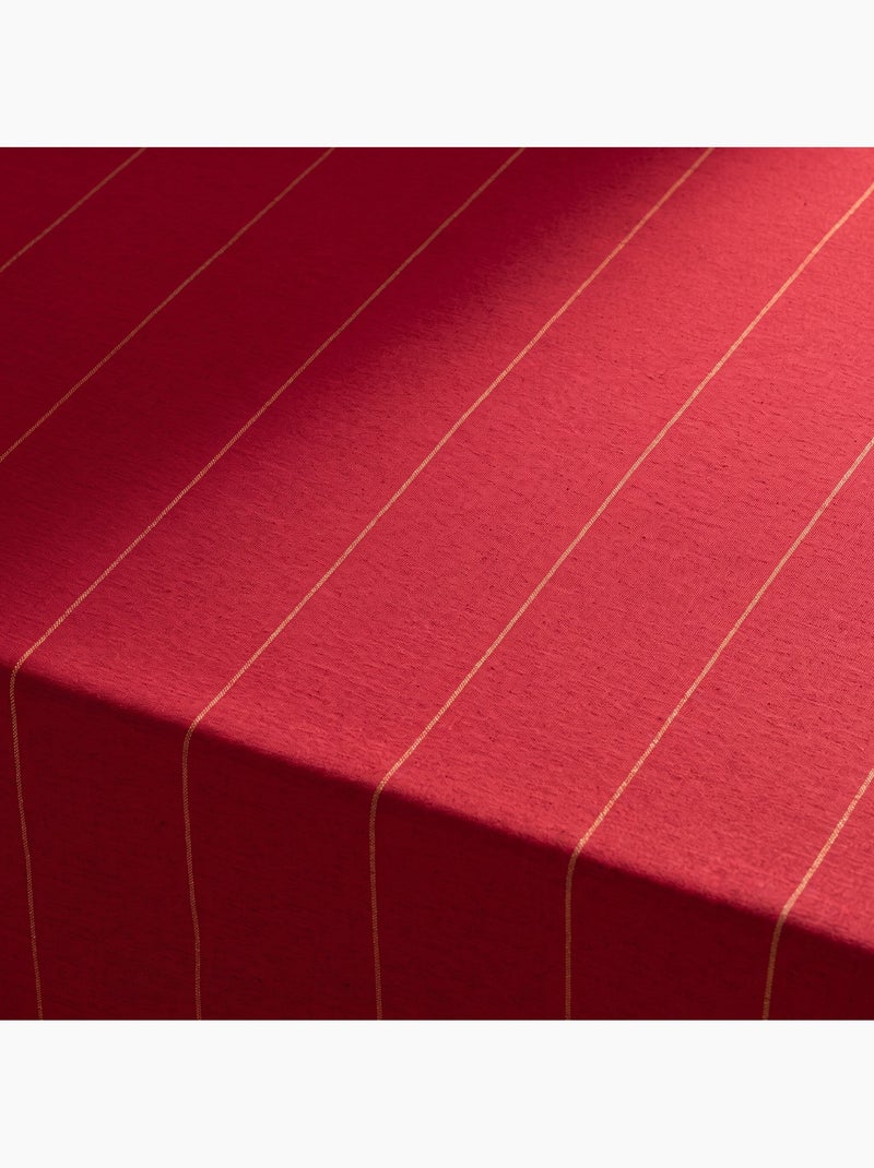 Toalha de mesa de natal em algodão às riscas com fio lurex em relevo - gamusi. Vermelho - Kiabi