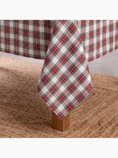 Toalha de mesa de natal em algodão, fio dourado em relevo, padrão tartan - gamusi - Kiabi