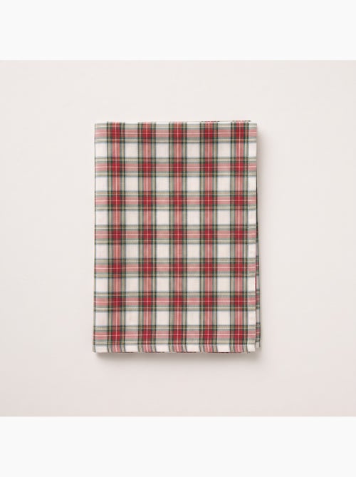 Toalha de mesa de natal em algodão, fio dourado em relevo, padrão tartan - gamusi - Kiabi