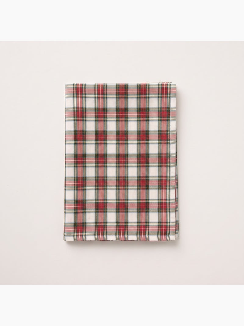 Toalha de mesa de natal em algodão, fio dourado em relevo, padrão tartan - gamusi Branco - Kiabi