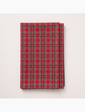 Toalha de mesa de natal em algodão, fio dourado em relevo, padrão tartan - gamusi