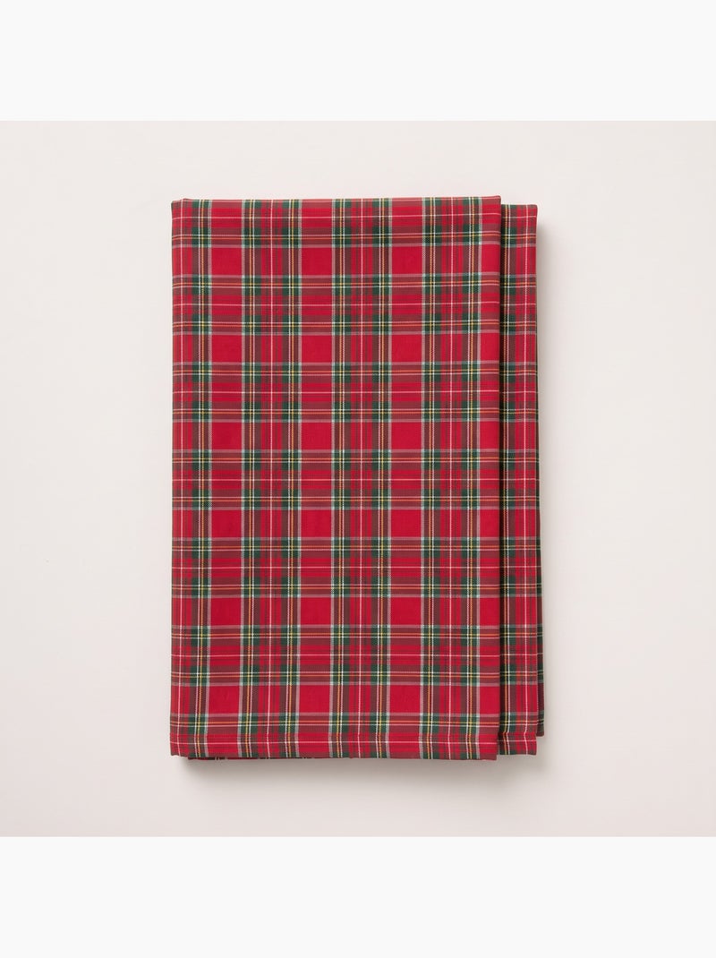 Toalha de mesa de natal em algodão, fio dourado em relevo, padrão tartan - gamusi Vermelho - Kiabi