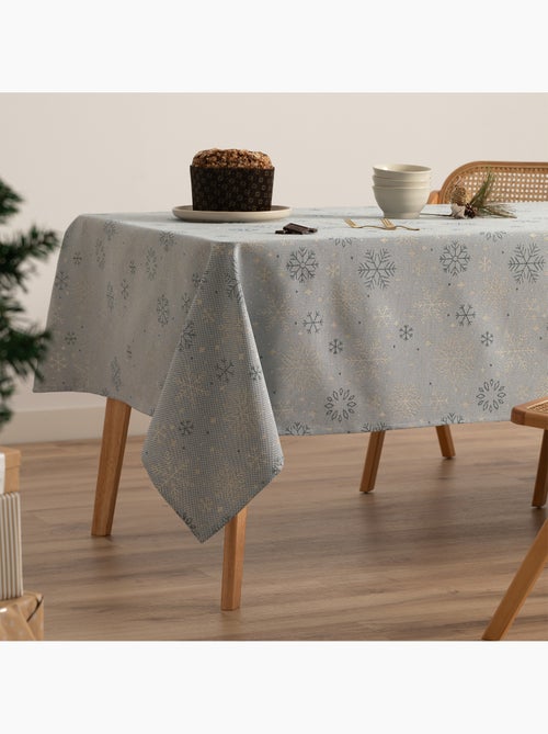 Toalha de mesa de natal em algodão, flocos de neve dourados em relevo - gamusi - Kiabi