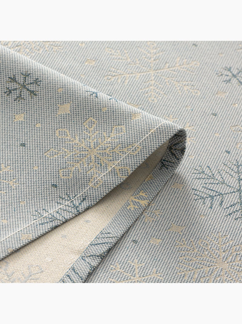 Toalha de mesa de natal em algodão, flocos de neve dourados em relevo - gamusi Azul-dourado - Kiabi