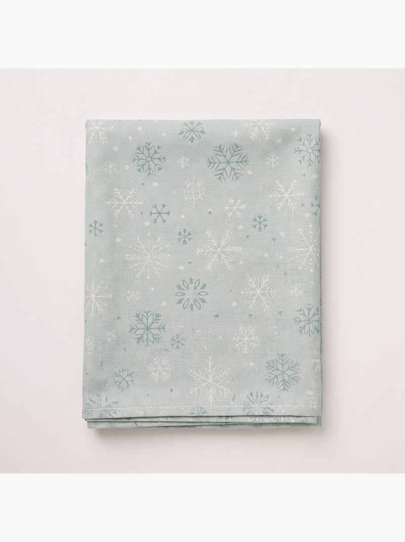 Toalha de mesa de natal em algodão, flocos de neve dourados em relevo - gamusi Azul Prateado - Kiabi
