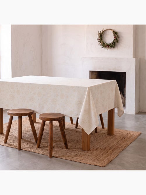 Toalha de mesa de natal em algodão, flocos de neve dourados em relevo - gamusi - Kiabi Toalha de mesa de natal em algodão, flocos de neve dourados em relevo - gamusi - Kiabi