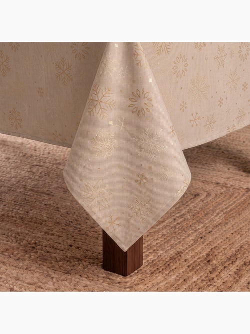 Toalha de mesa de natal em algodão, flocos de neve dourados em relevo - gamusi - Kiabi