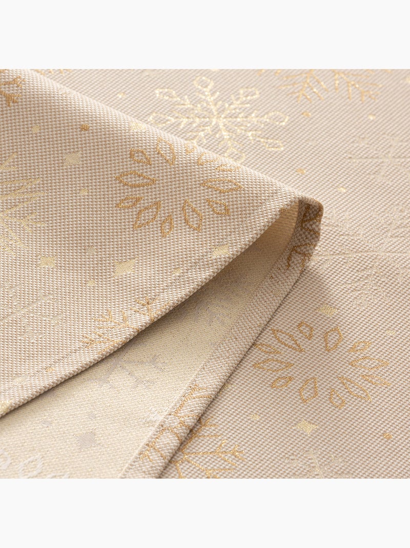 Toalha de mesa de natal em algodão, flocos de neve dourados em relevo - gamusi Branco Perolado/Bege/Dourado - Kiabi