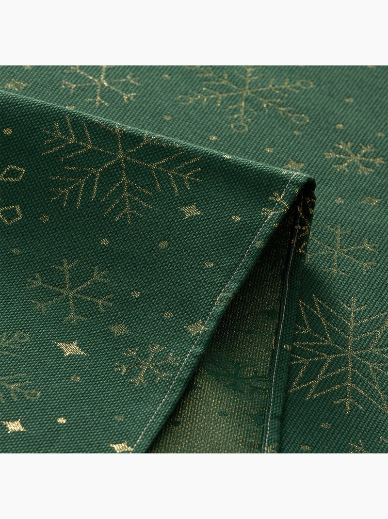 Toalha de mesa de natal em algodão, flocos de neve dourados em relevo - gamusi Verde - Kiabi