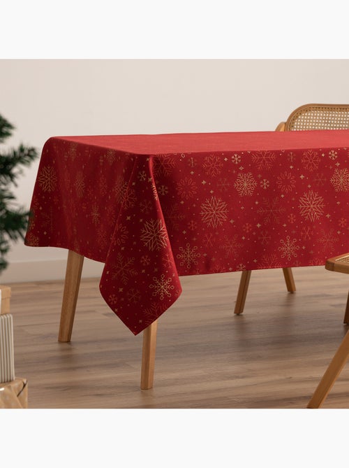 Toalha de mesa de natal em algodão, flocos de neve dourados em relevo - gamusi - Kiabi