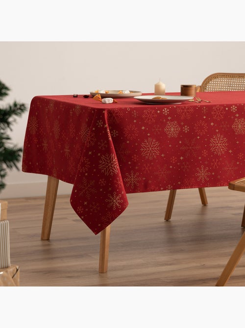 Toalha de mesa de natal em algodão, flocos de neve dourados em relevo - gamusi - Kiabi
