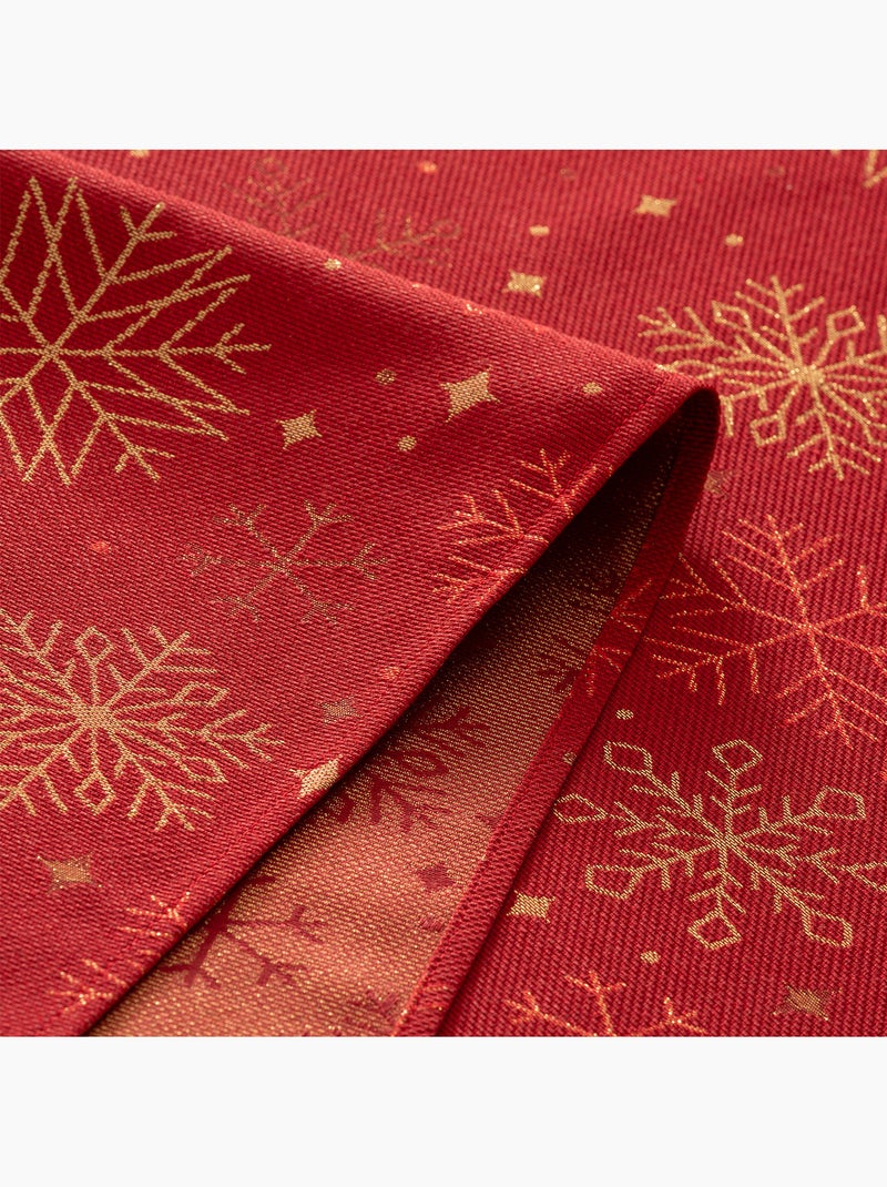 Toalha de mesa de natal em algodão, flocos de neve dourados em relevo - gamusi Vermelho - Kiabi
