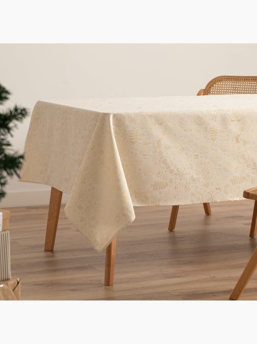 Toalha de mesa de natal em algodão, motivos natalícios dourados em relevo - gamusi - Kiabi Toalha de mesa de natal em algodão, motivos natalícios dourados em relevo - gamusi - Kiabi