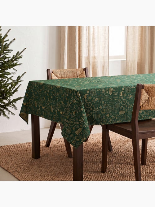 Toalha de mesa de natal em algodão, motivos natalícios dourados em relevo - gamusi - Kiabi Toalha de mesa de natal em algodão, motivos natalícios dourados em relevo - gamusi - Kiabi