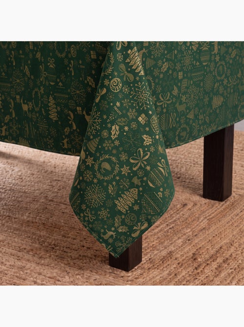 Toalha de mesa de natal em algodão, motivos natalícios dourados em relevo - gamusi - Kiabi Toalha de mesa de natal em algodão, motivos natalícios dourados em relevo - gamusi - Kiabi