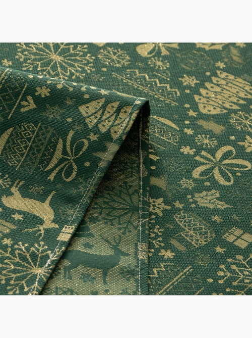 Toalha de mesa de natal em algodão, motivos natalícios dourados em relevo - gamusi - Kiabi Toalha de mesa de natal em algodão, motivos natalícios dourados em relevo - gamusi - Kiabi