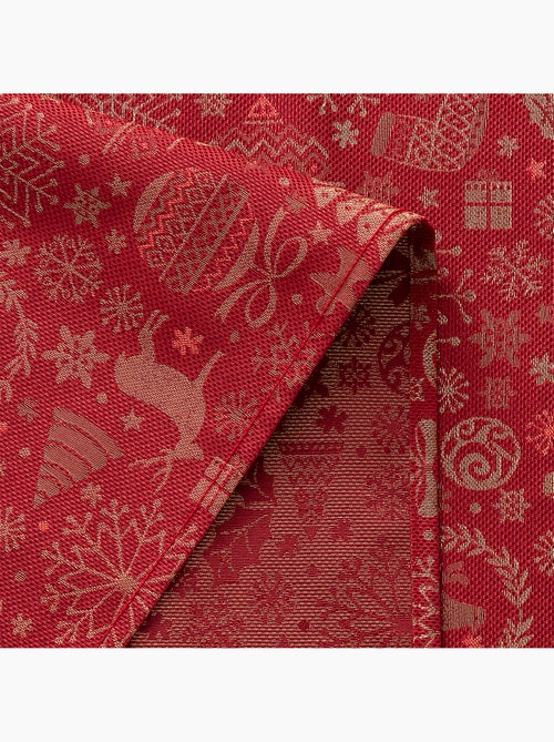 Toalha de mesa de natal em algodão, motivos natalícios dourados em relevo - gamusi - Kiabi Toalha de mesa de natal em algodão, motivos natalícios dourados em relevo - gamusi - Kiabi