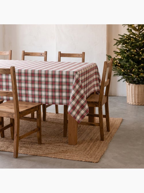 Toalha de mesa de natal em algodão, padrão tartan com riscas douradas em relevo - gamusi - Kiabi Toalha de mesa de natal em algodão, padrão tartan com riscas douradas em relevo - gamusi - Kiabi