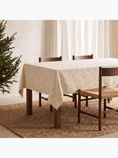Toalha de mesa de natal em algodão, ramos de azevinho dourados em relevo - gamusi - Kiabi Toalha de mesa de natal em algodão, ramos de azevinho dourados em relevo - gamusi - Kiabi