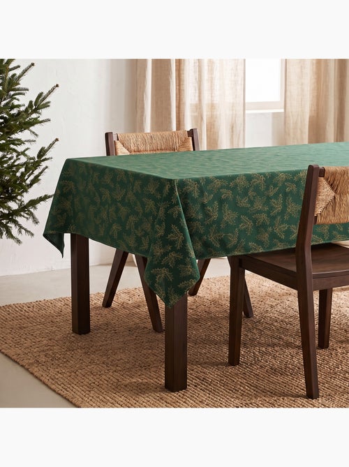 Toalha de mesa de natal em algodão, ramos de azevinho dourados em relevo - gamusi - Kiabi Toalha de mesa de natal em algodão, ramos de azevinho dourados em relevo - gamusi - Kiabi