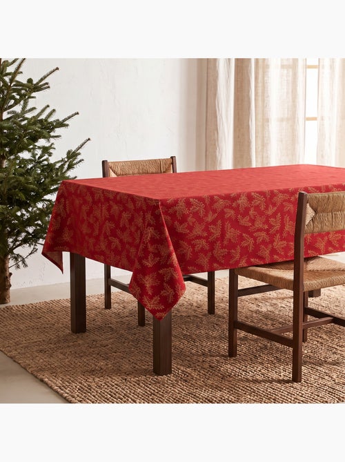 Toalha de mesa de natal em algodão, ramos de azevinho dourados em relevo - gamusi - Kiabi Toalha de mesa de natal em algodão, ramos de azevinho dourados em relevo - gamusi - Kiabi