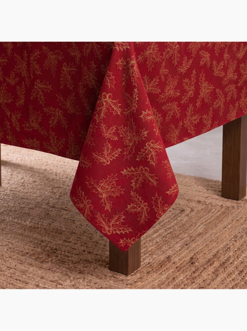 Toalha de mesa de natal em algodão, ramos de azevinho dourados em relevo - gamusi - Kiabi Toalha de mesa de natal em algodão, ramos de azevinho dourados em relevo - gamusi - Kiabi