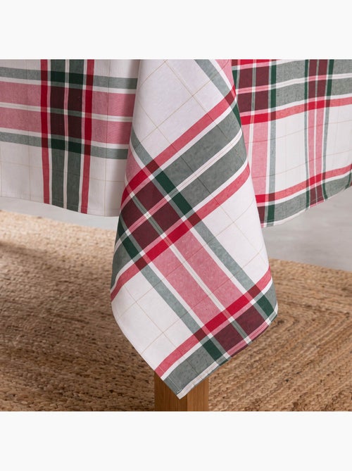 Toalha de mesa de natal em algodão texturizado com fio lurex em relevo, padrão tartan - gamusi. - Kiabi