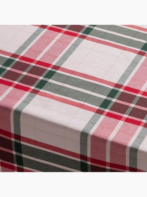 Toalha de mesa de natal em algodão texturizado com fio lurex em relevo, padrão tartan - gamusi. - Kiabi