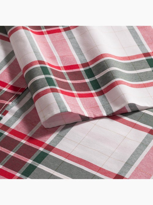 Toalha de mesa de natal em algodão texturizado com fio lurex em relevo, padrão tartan - gamusi. - Kiabi