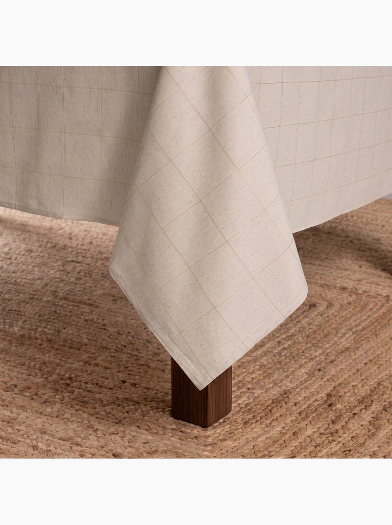 Toalha de mesa de natal em algodão xadrez com fio lurex em relevo - gamusi. Bege - Kiabi