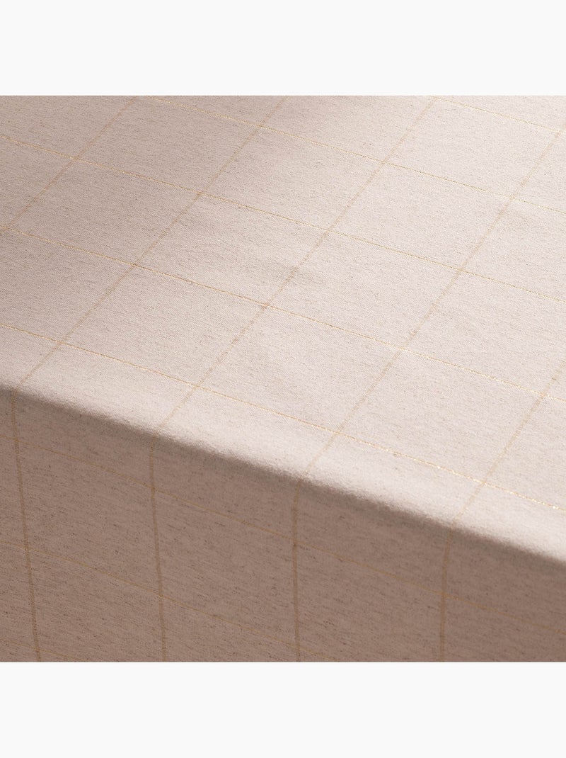 Toalha de mesa de natal em algodão xadrez com fio lurex em relevo - gamusi. Bege - Kiabi