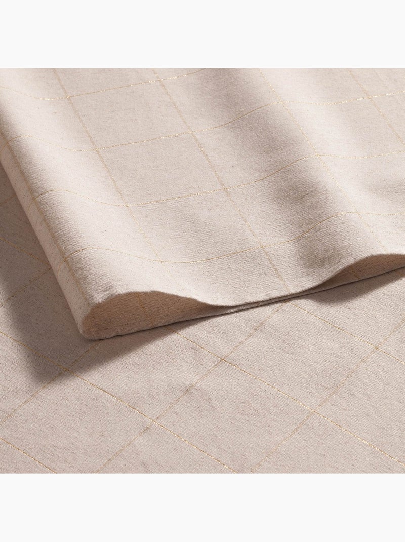 Toalha de mesa de natal em algodão xadrez com fio lurex em relevo - gamusi. Bege - Kiabi