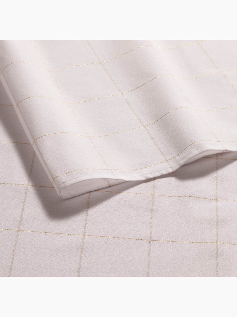 Toalha de mesa de natal em algodão xadrez com fio lurex em relevo - gamusi. Branco - Kiabi