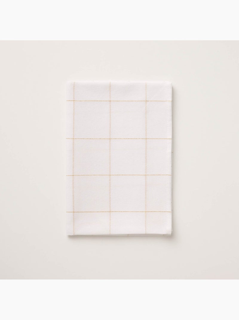 Toalha de mesa de natal em algodão xadrez com fio lurex em relevo - gamusi. Branco - Kiabi