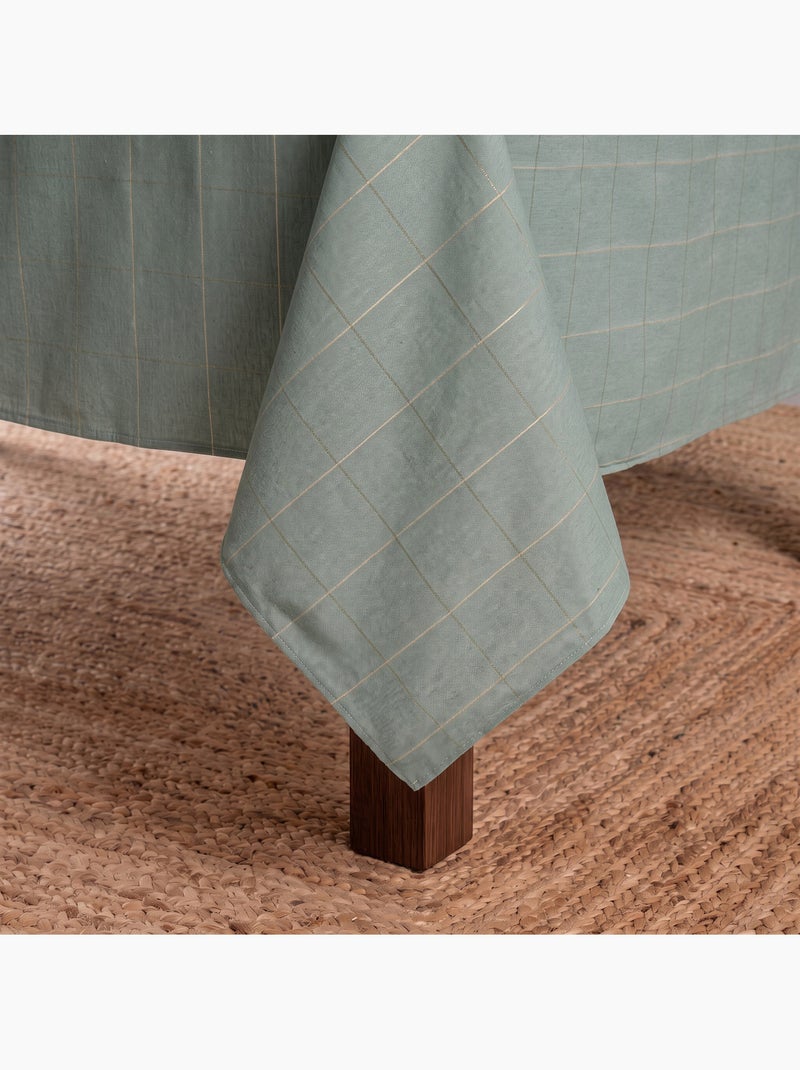 Toalha de mesa de natal em algodão xadrez com fio lurex em relevo - gamusi. Verde-água - Kiabi