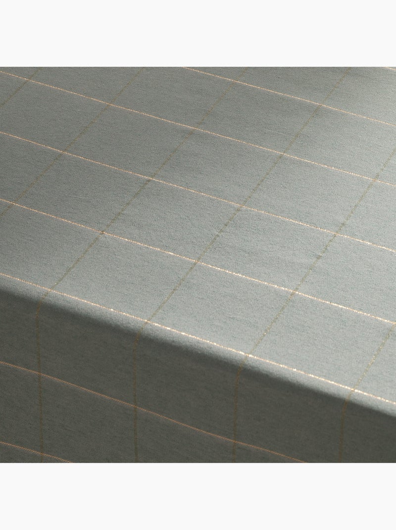 Toalha de mesa de natal em algodão xadrez com fio lurex em relevo - gamusi. Verde-água - Kiabi