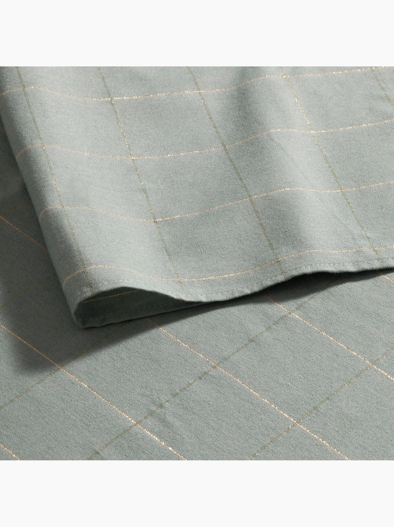 Toalha de mesa de natal em algodão xadrez com fio lurex em relevo - gamusi. Verde-água - Kiabi