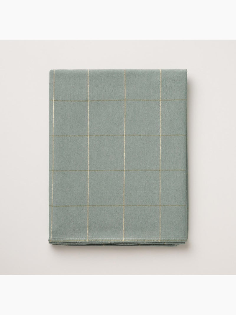Toalha de mesa de natal em algodão xadrez com fio lurex em relevo - gamusi. Verde-água - Kiabi