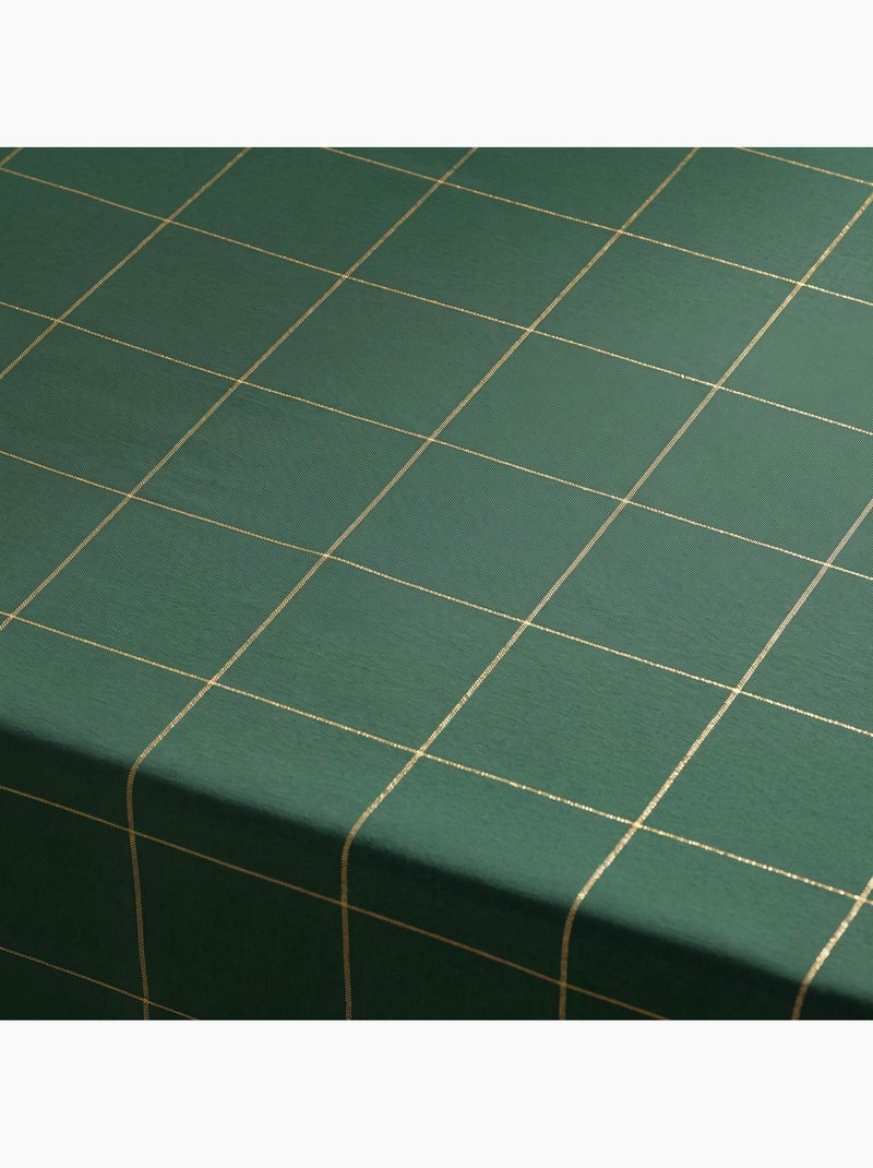 Toalha de mesa de natal em algodão xadrez com fio lurex em relevo - gamusi. Verde - Kiabi