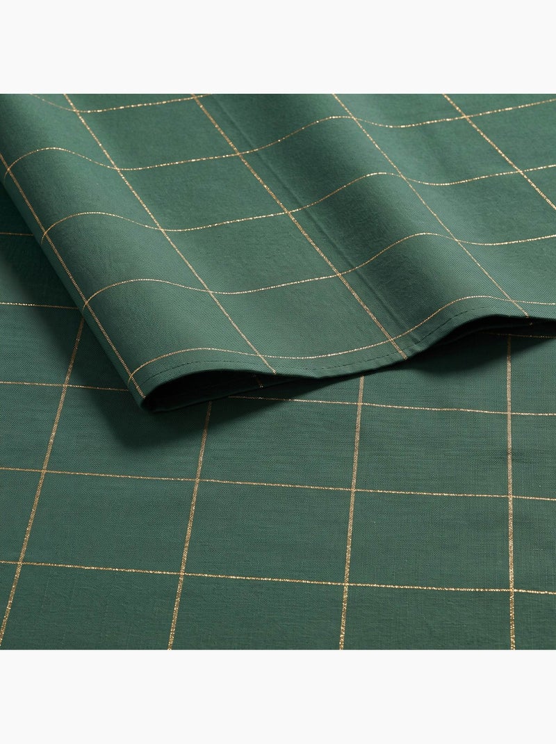 Toalha de mesa de natal em algodão xadrez com fio lurex em relevo - gamusi. Verde - Kiabi