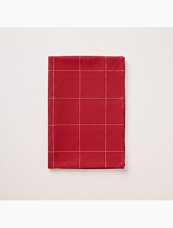 Toalha de mesa de natal em algodão xadrez com fio lurex em relevo - gamusi.