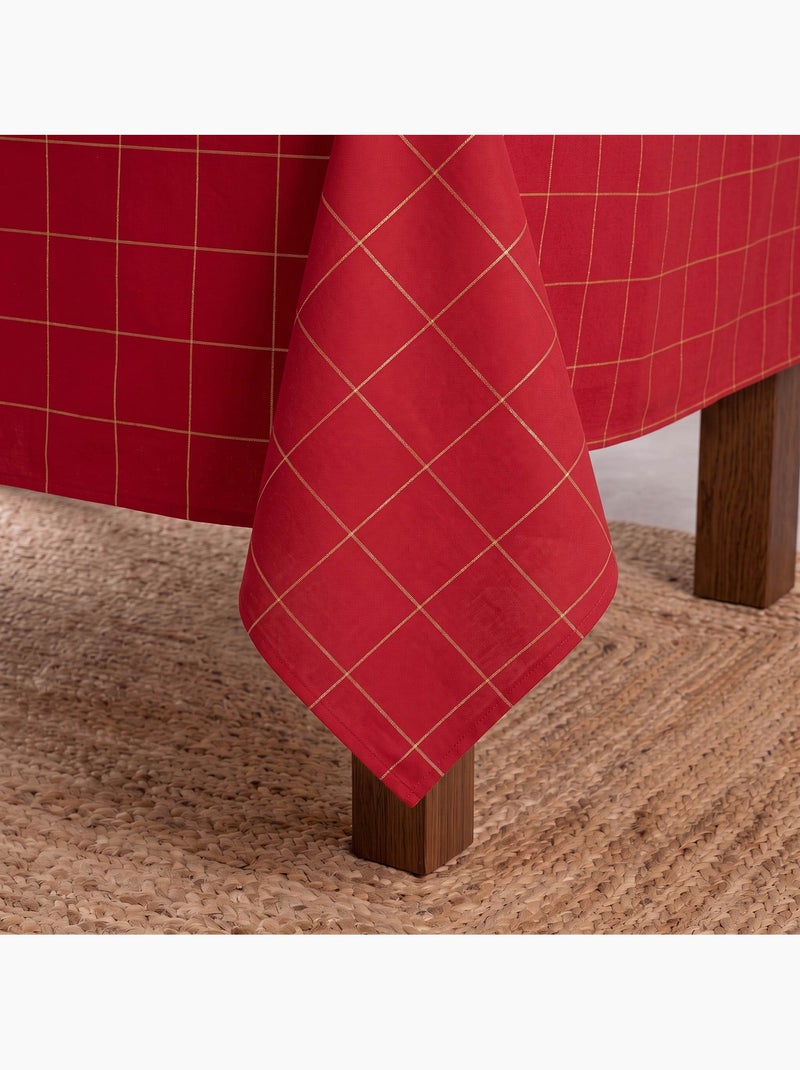 Toalha de mesa de natal em algodão xadrez com fio lurex em relevo - gamusi. Vermelho - Kiabi