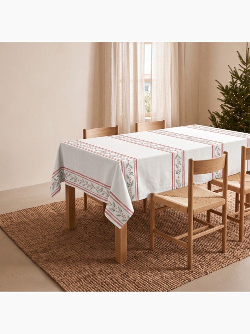 Toalha de mesa de natal impermeável com barra decorativa de azevinho - gamusi. - Kiabi Toalha de mesa de natal impermeável com barra decorativa de azevinho - gamusi. - Kiabi