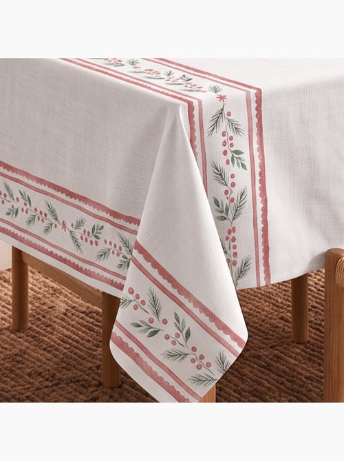 Toalha de mesa de natal impermeável com barra decorativa de azevinho - gamusi. - Kiabi Toalha de mesa de natal impermeável com barra decorativa de azevinho - gamusi. - Kiabi