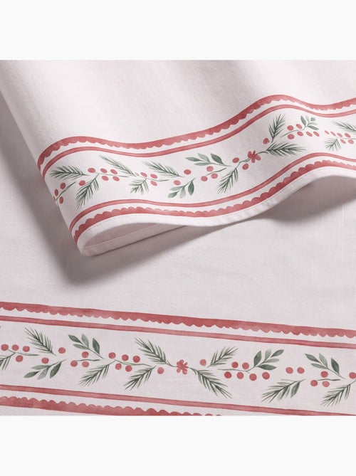Toalha de mesa de natal impermeável com barra decorativa de azevinho - gamusi. - Kiabi Toalha de mesa de natal impermeável com barra decorativa de azevinho - gamusi. - Kiabi