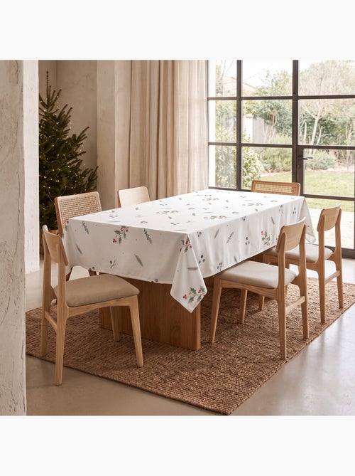 Toalha de mesa de natal impermeável com estampado de bagas e abetos - gamusi. - Kiabi Toalha de mesa de natal impermeável com estampado de bagas e abetos - gamusi. - Kiabi